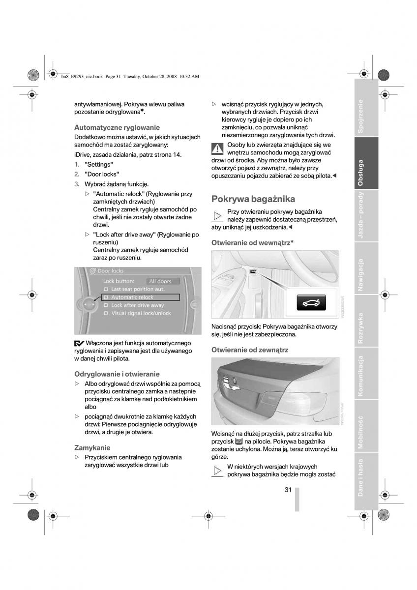 BMW 3 E92 E93 instrukcja obslugi / page 32