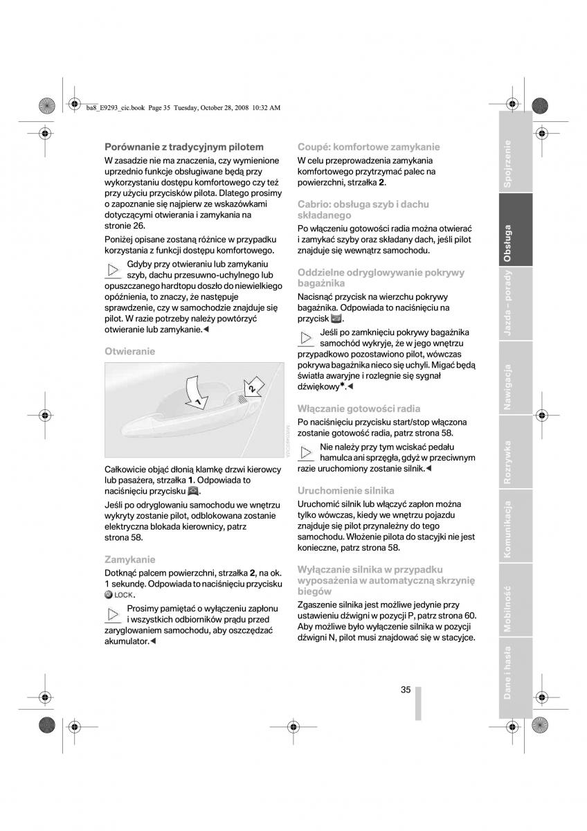 BMW 3 E92 E93 instrukcja obslugi / page 36