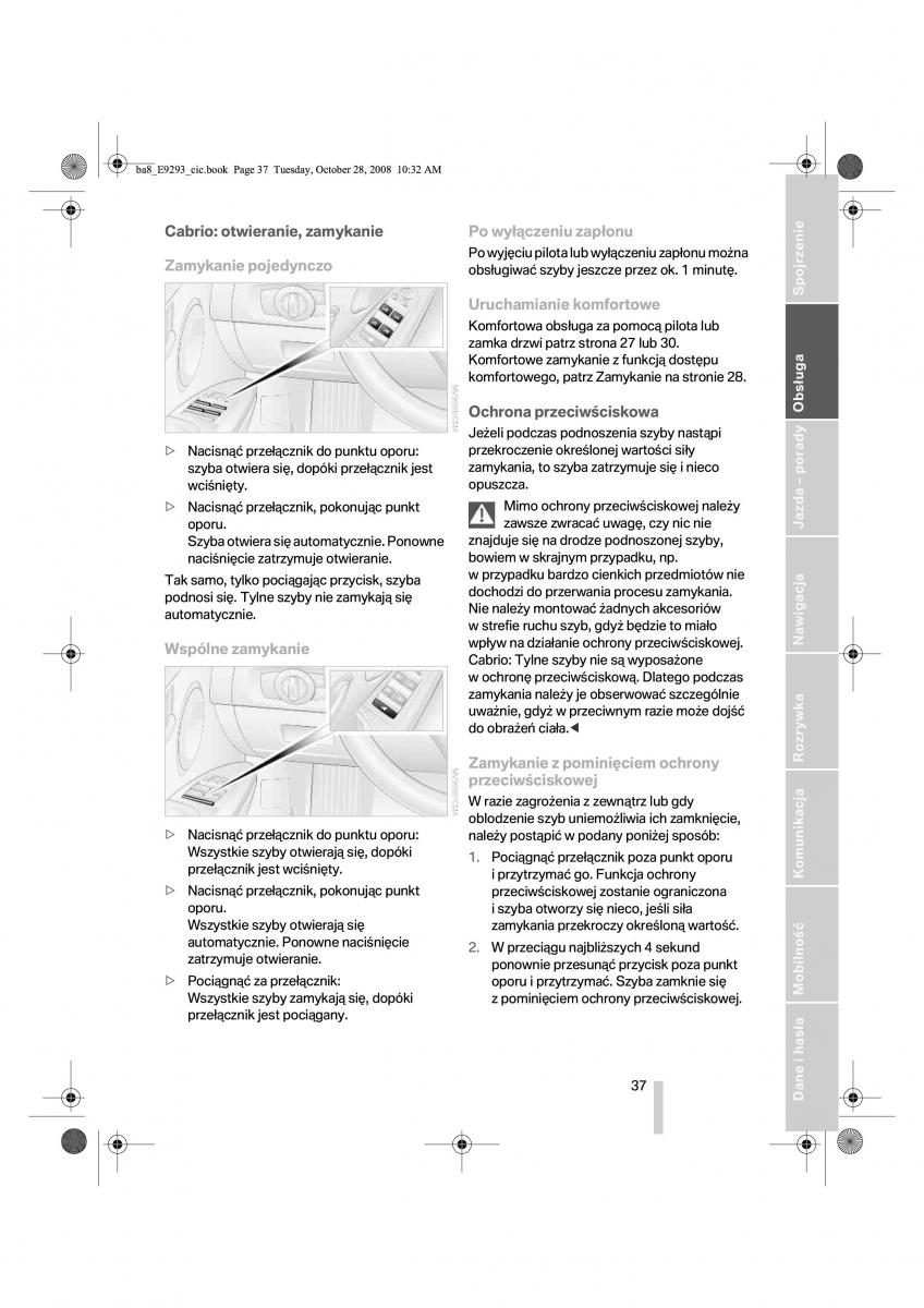 BMW 3 E92 E93 instrukcja obslugi / page 38