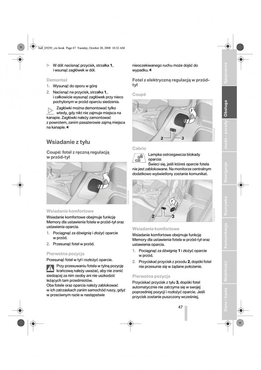 BMW 3 E92 E93 instrukcja obslugi / page 48