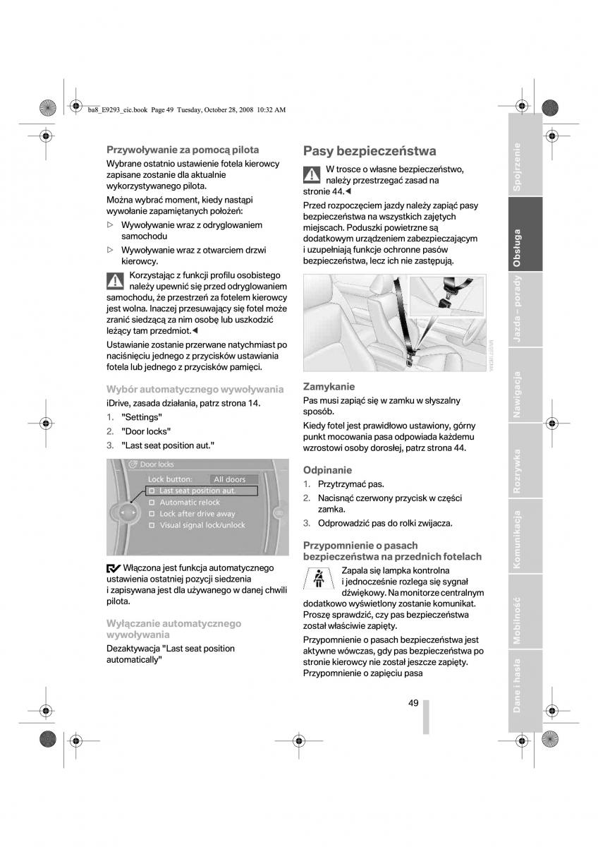 BMW 3 E92 E93 instrukcja obslugi / page 50