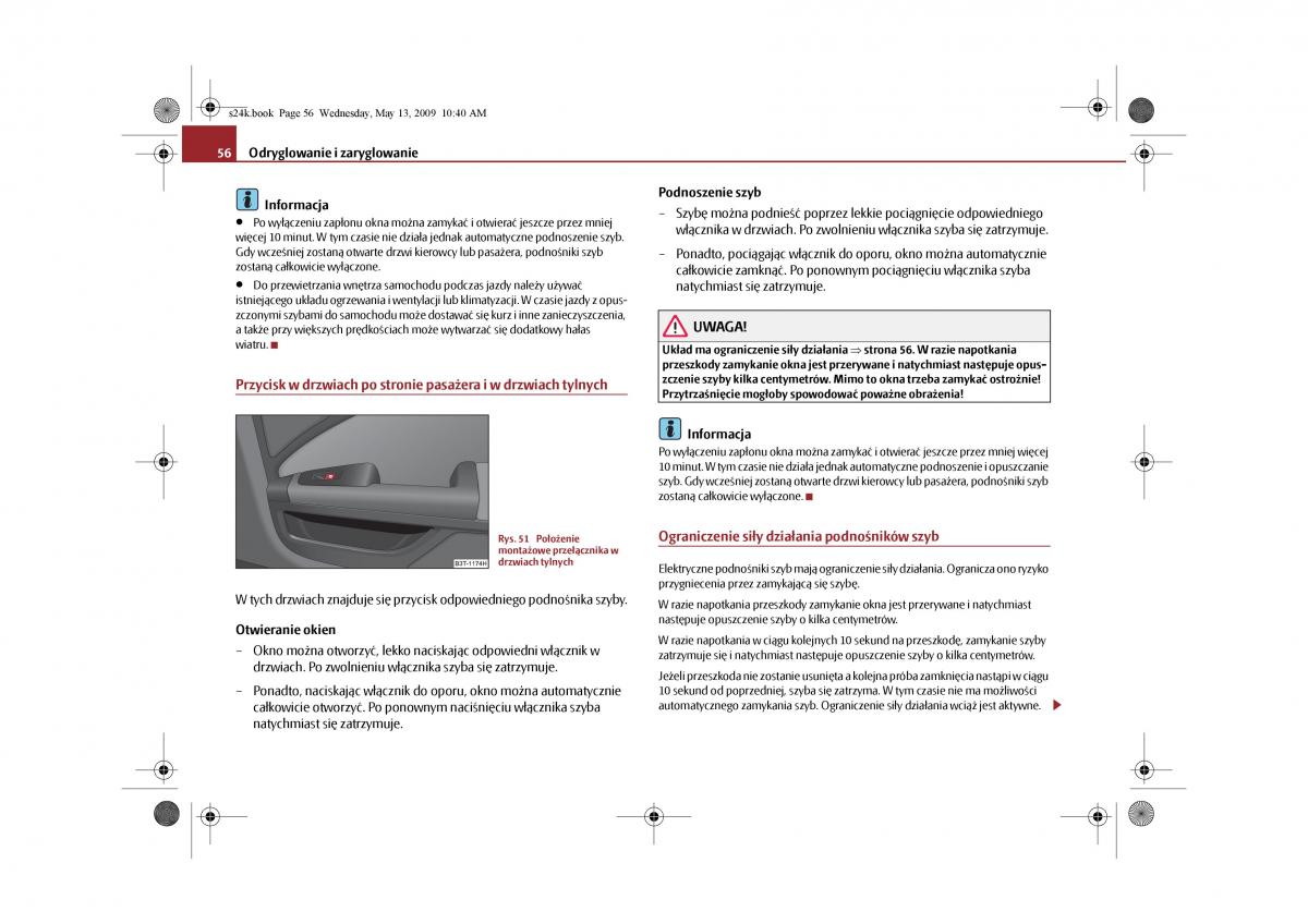 Skoda Superb II 2 instrukcja obslugi / page 56