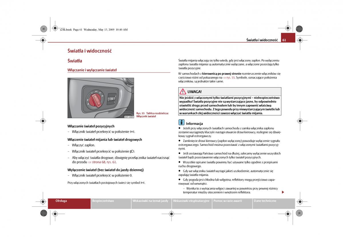 Skoda Superb II 2 instrukcja obslugi / page 61