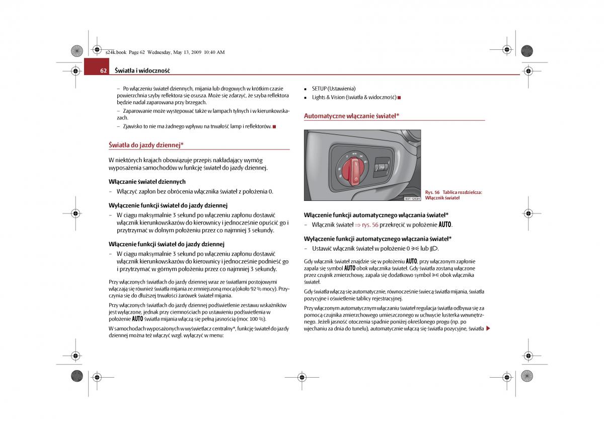 Skoda Superb II 2 instrukcja obslugi / page 62