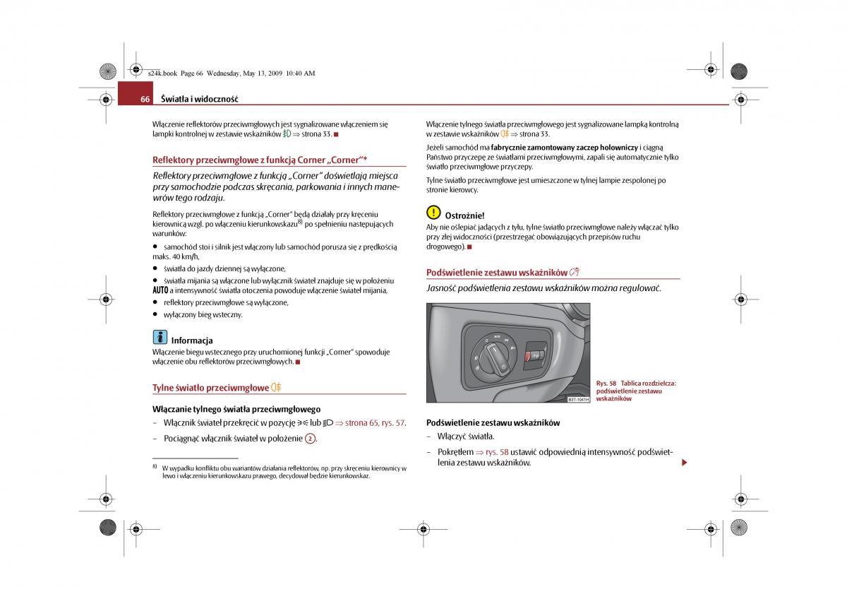 Skoda Superb II 2 instrukcja obslugi / page 66