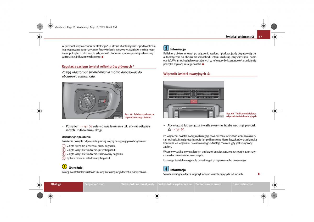 Skoda Superb II 2 instrukcja obslugi / page 67