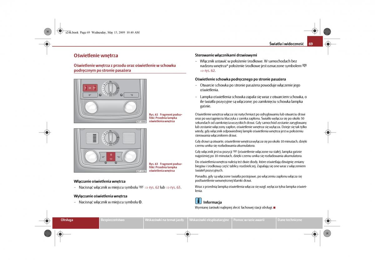 Skoda Superb II 2 instrukcja obslugi / page 69