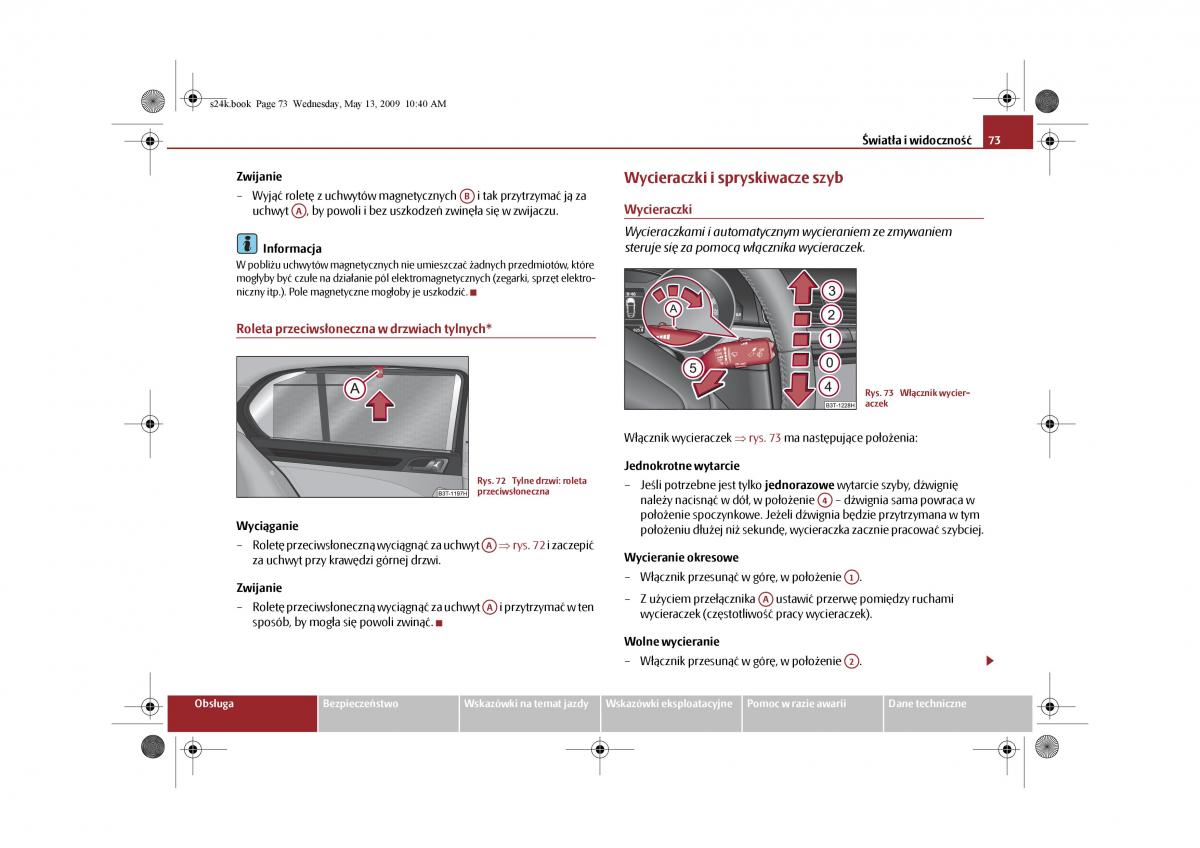 Skoda Superb II 2 instrukcja obslugi / page 73