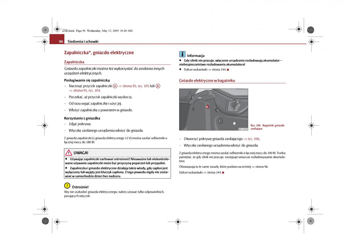 Skoda Superb II 2 instrukcja obslugi / page 96