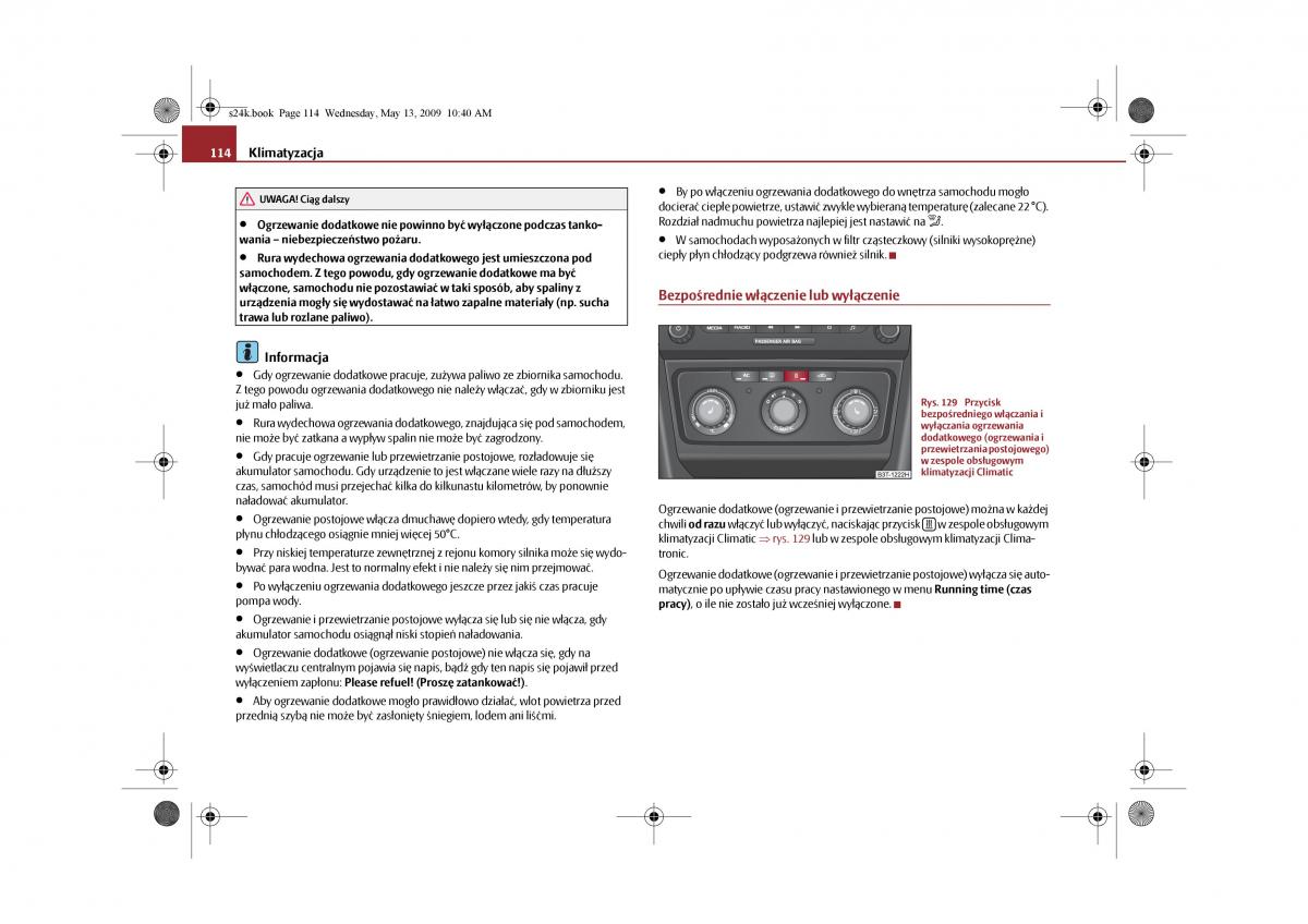 Skoda Superb II 2 instrukcja obslugi / page 114