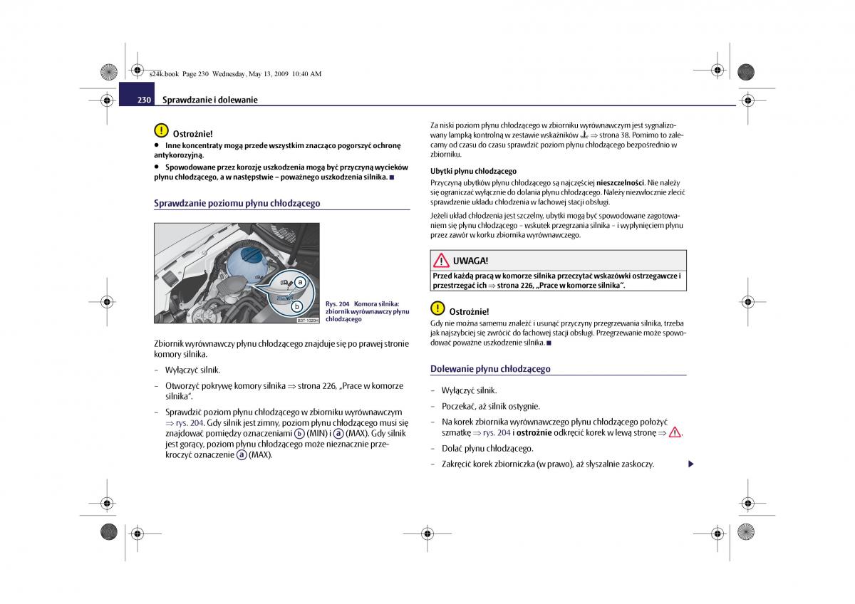 Skoda Superb II 2 instrukcja obslugi / page 230