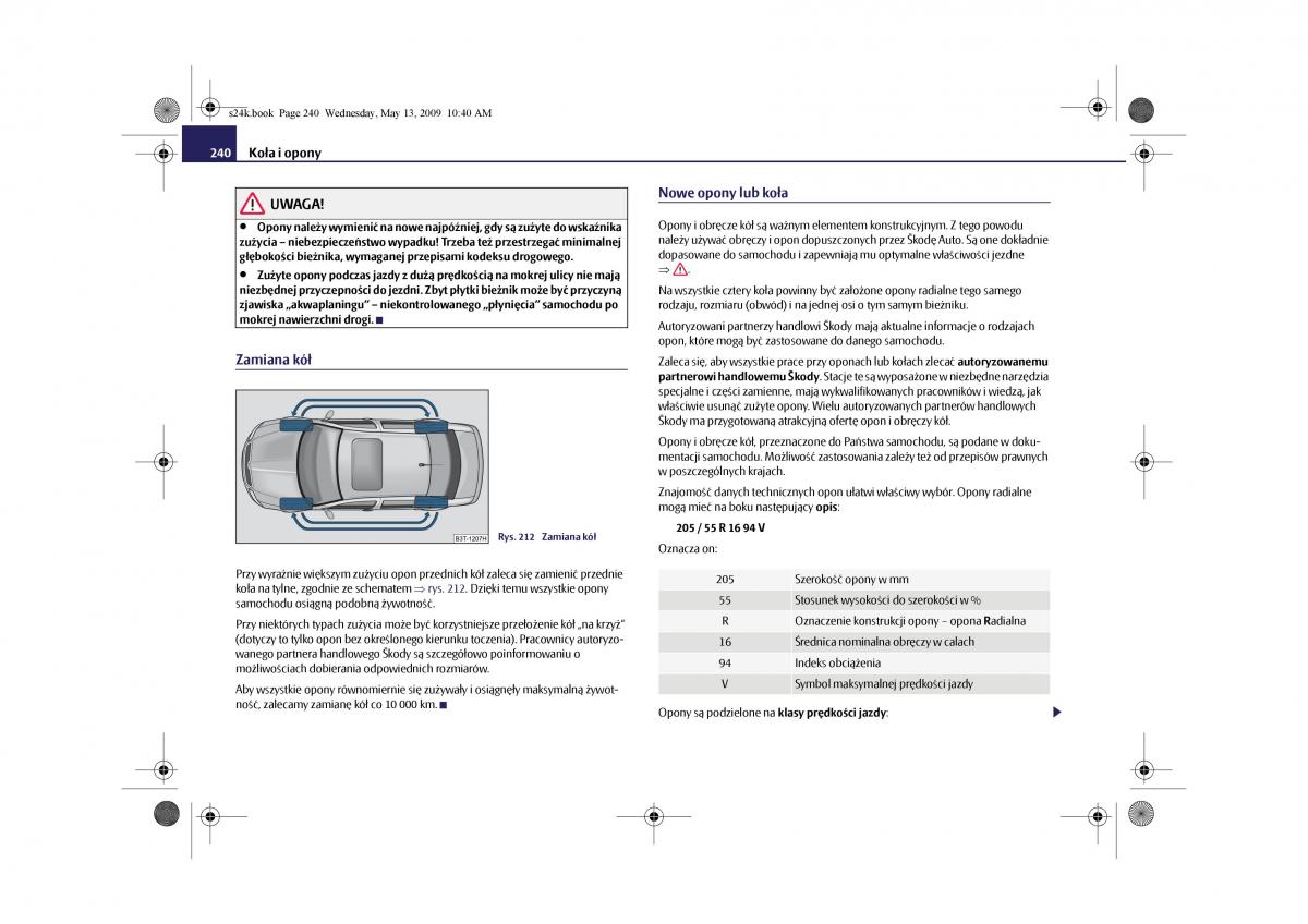 Skoda Superb II 2 instrukcja obslugi / page 240