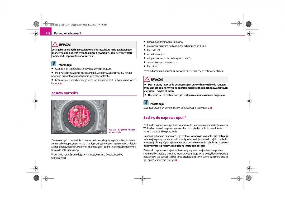 Skoda Superb II 2 instrukcja obslugi / page 248