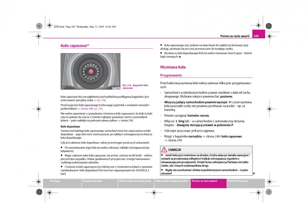 Skoda Superb II 2 instrukcja obslugi / page 249