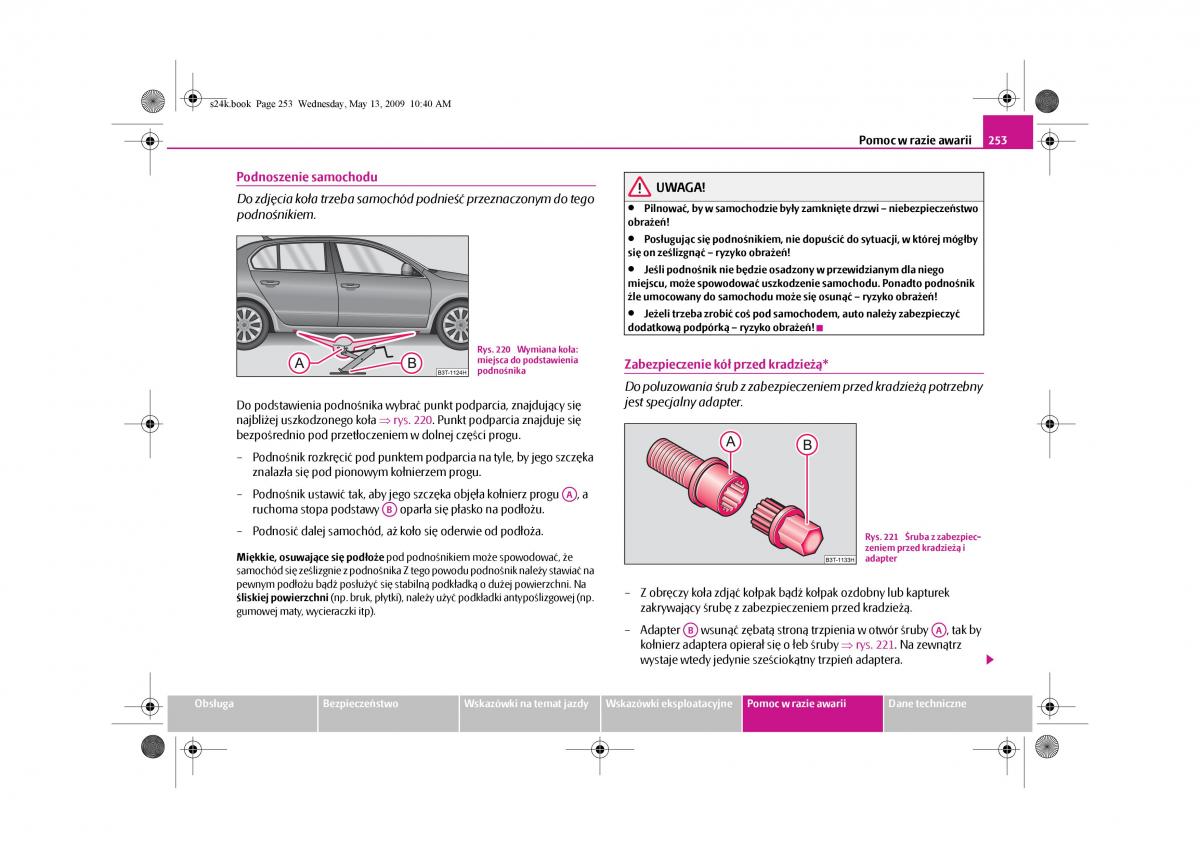 Skoda Superb II 2 instrukcja obslugi / page 253