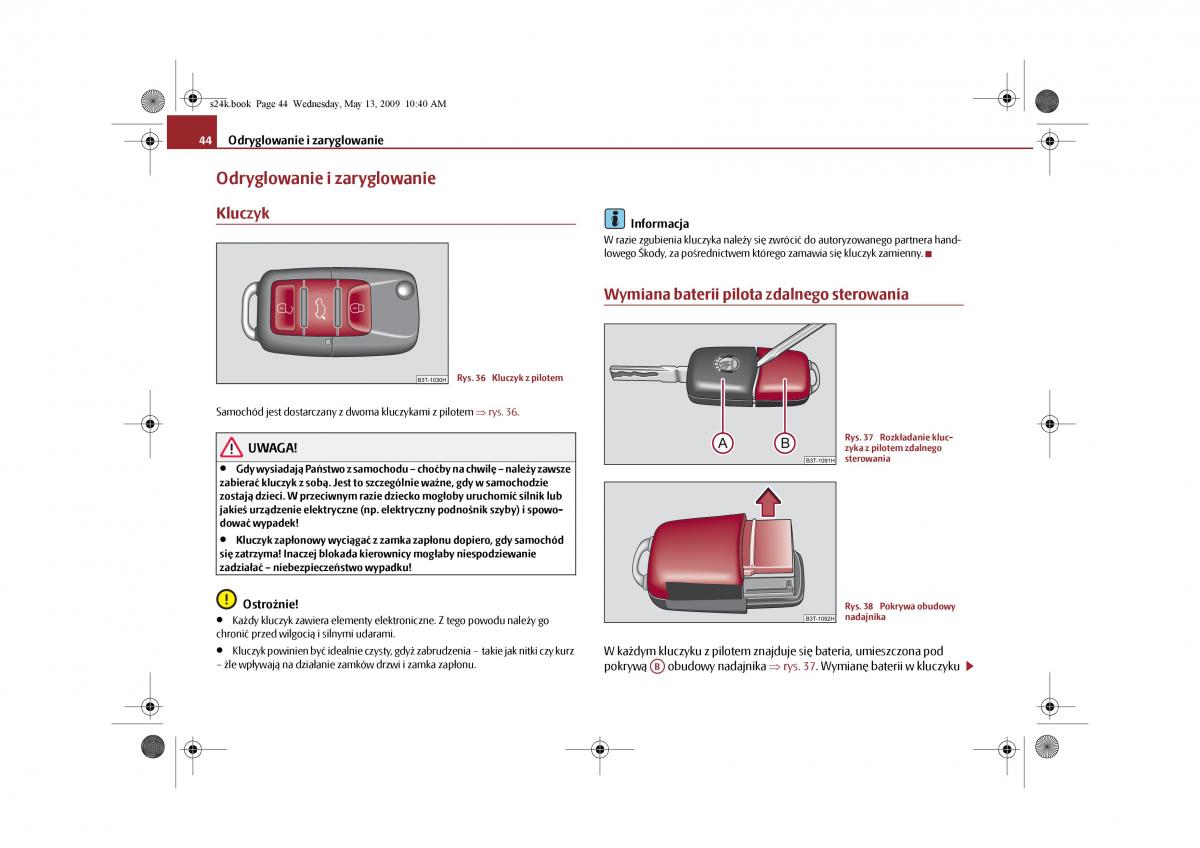 Skoda Superb II 2 instrukcja obslugi / page 44