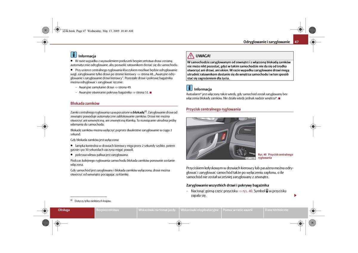 Skoda Superb II 2 instrukcja obslugi / page 47