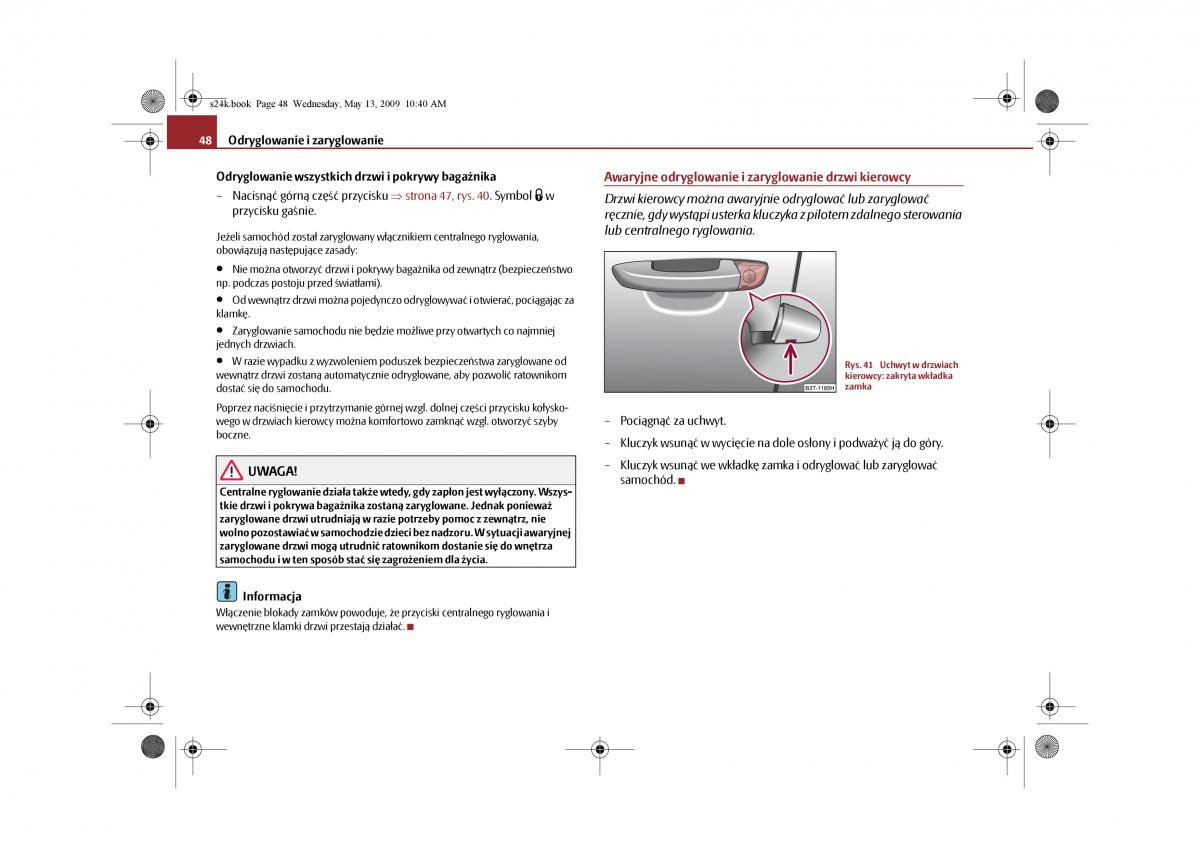 Skoda Superb II 2 instrukcja obslugi / page 48