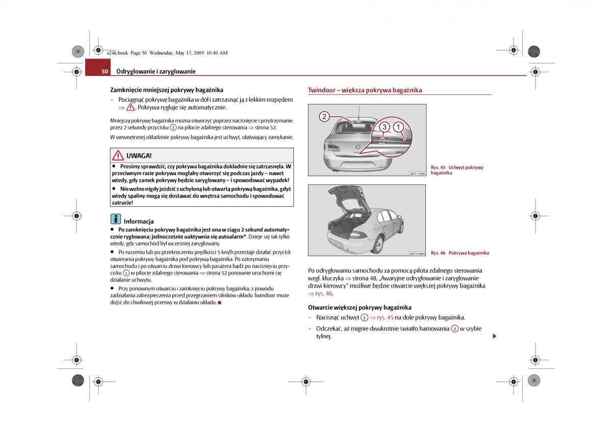 Skoda Superb II 2 instrukcja obslugi / page 50