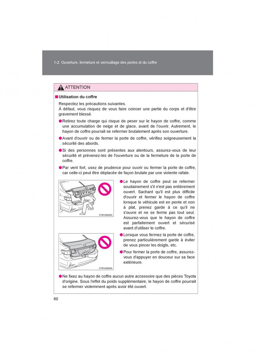 Toyota Corolla XI 11 E160 manuel du proprietaire / page 62