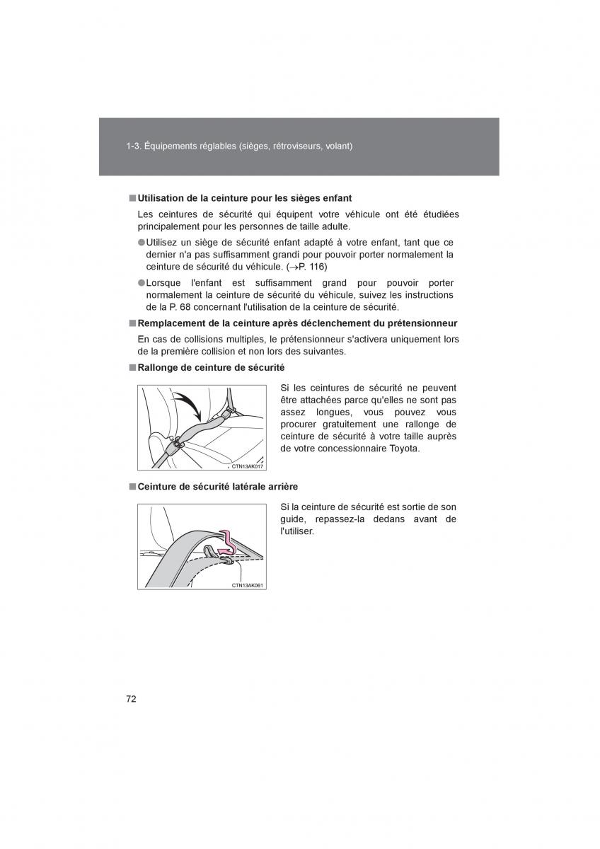 Toyota Corolla XI 11 E160 manuel du proprietaire / page 74