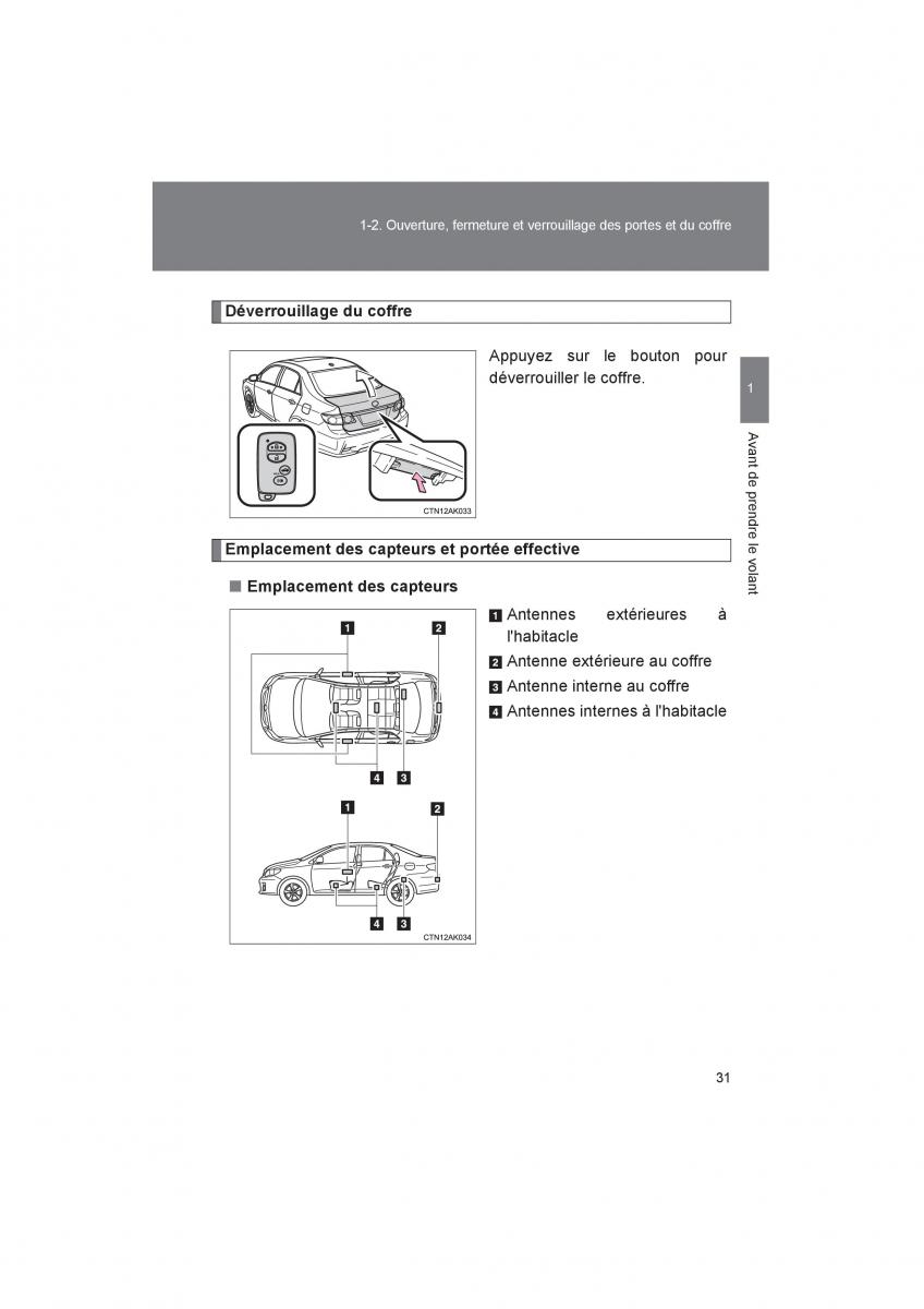 Toyota Corolla XI 11 E160 manuel du proprietaire / page 33