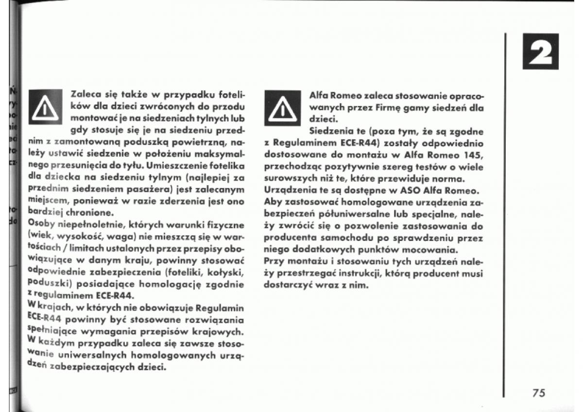 Alfa Romeo 145 146 instrukcja obslugi / page 75