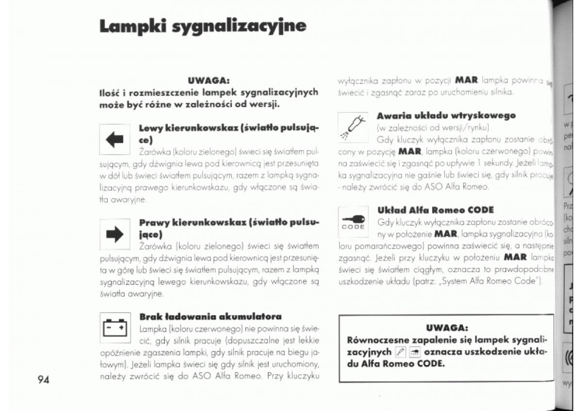 Alfa Romeo 145 146 instrukcja obslugi / page 94