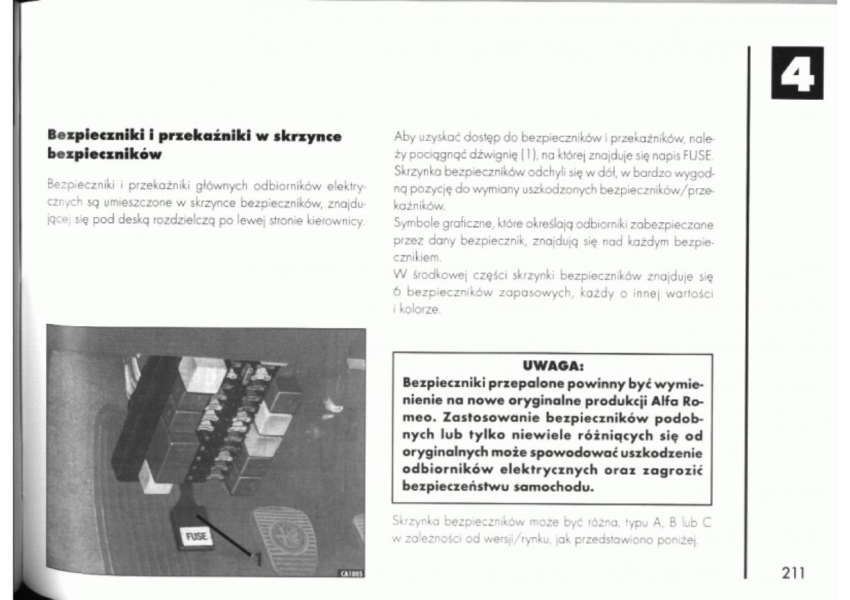 Alfa Romeo 145 146 instrukcja obslugi / page 209