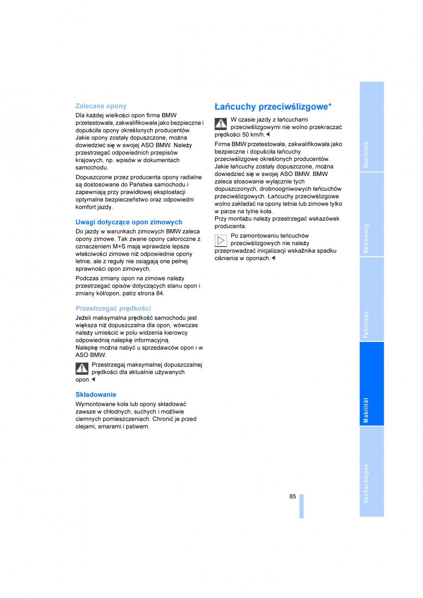 BMW X3 E83 instrukcja obslugi / page 87