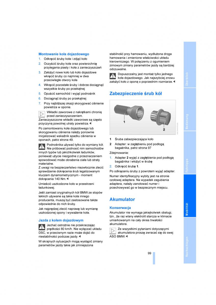 BMW X3 E83 instrukcja obslugi / page 101