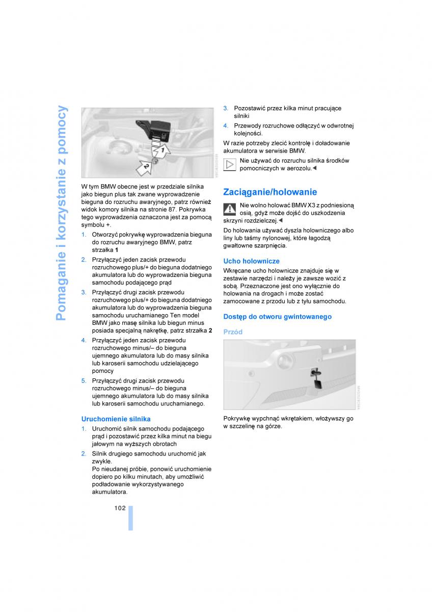 BMW X3 E83 instrukcja obslugi / page 104