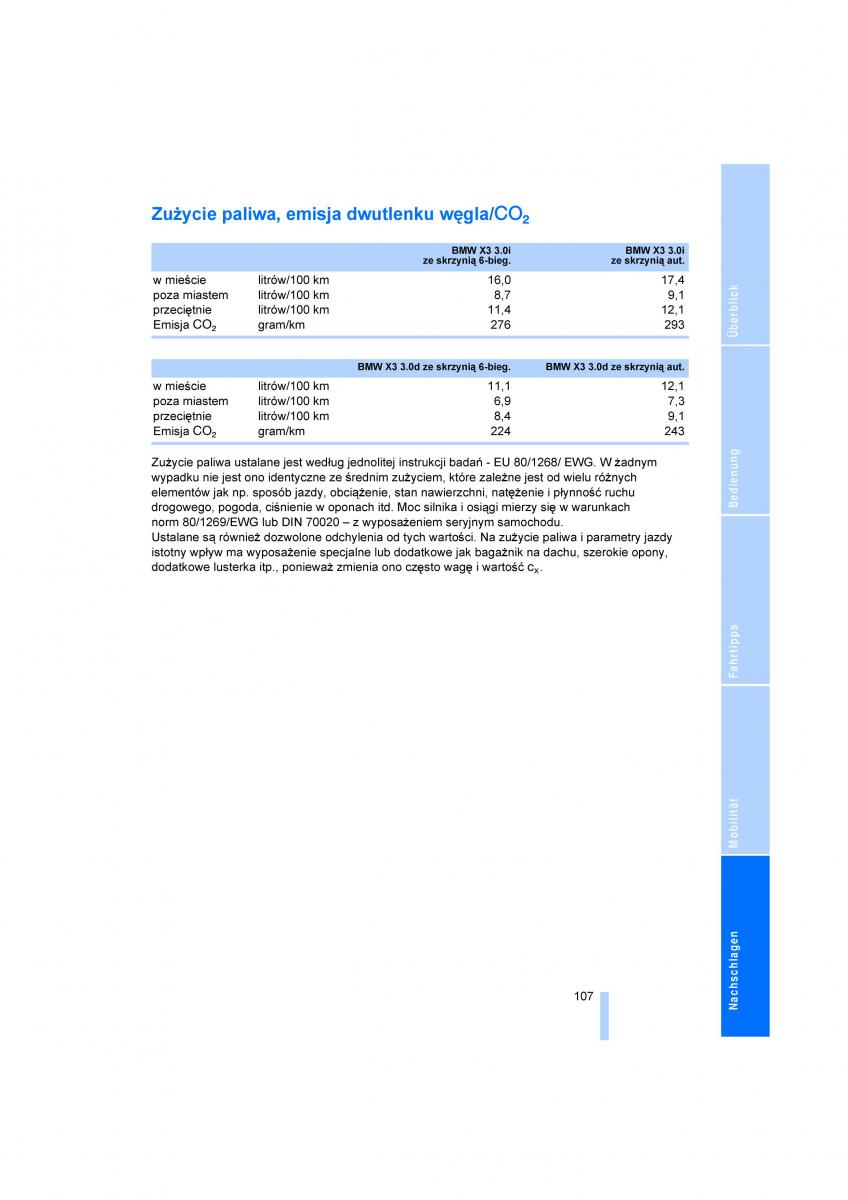 BMW X3 E83 instrukcja obslugi / page 109