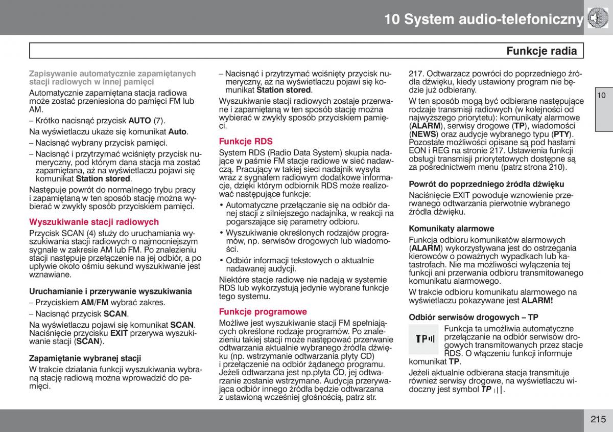 Volvo V50 instrukcja obslugi / page 216