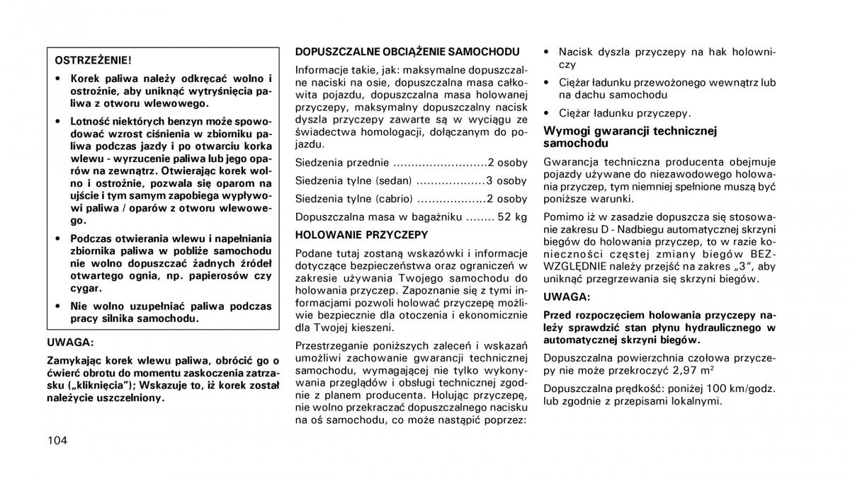 Chrysler PT Cruiser instrukcja obslugi / page 105