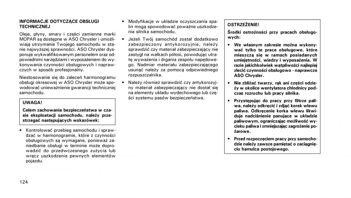 Chrysler PT Cruiser instrukcja obslugi / page 125