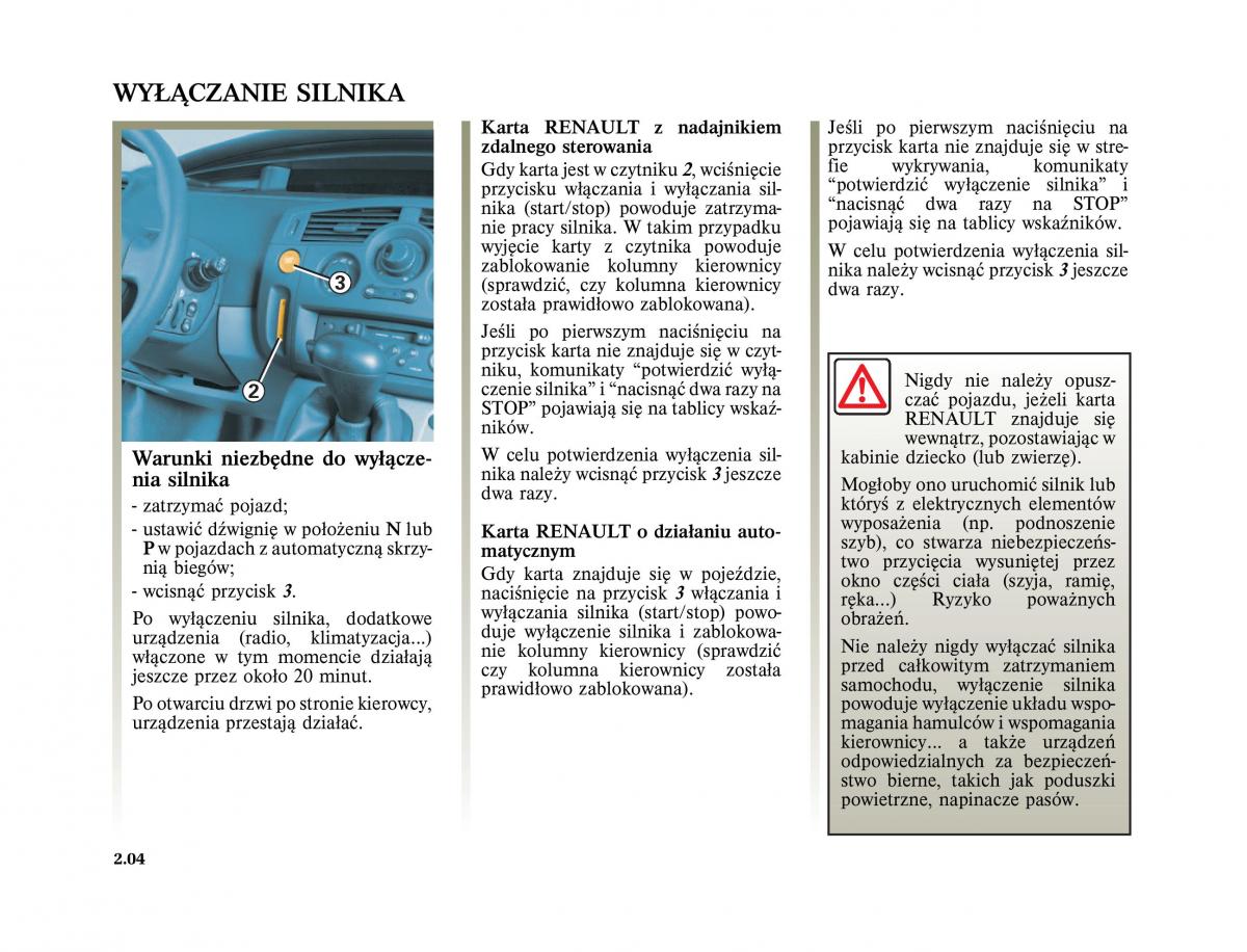 Renault Scenic II 2 Grand Scenic instrukcja obslugi / page 98