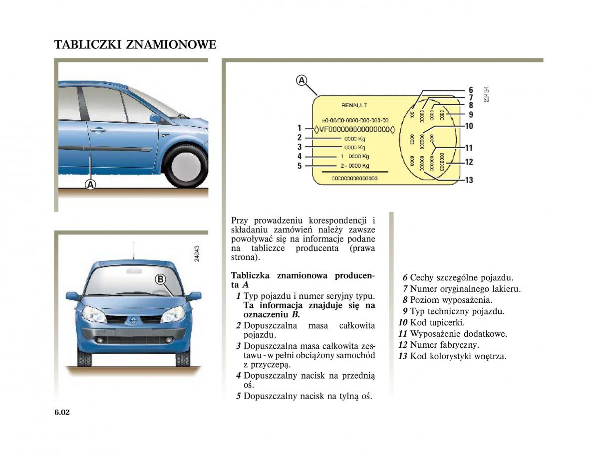 Renault Scenic II 2 Grand Scenic instrukcja obslugi / page 250