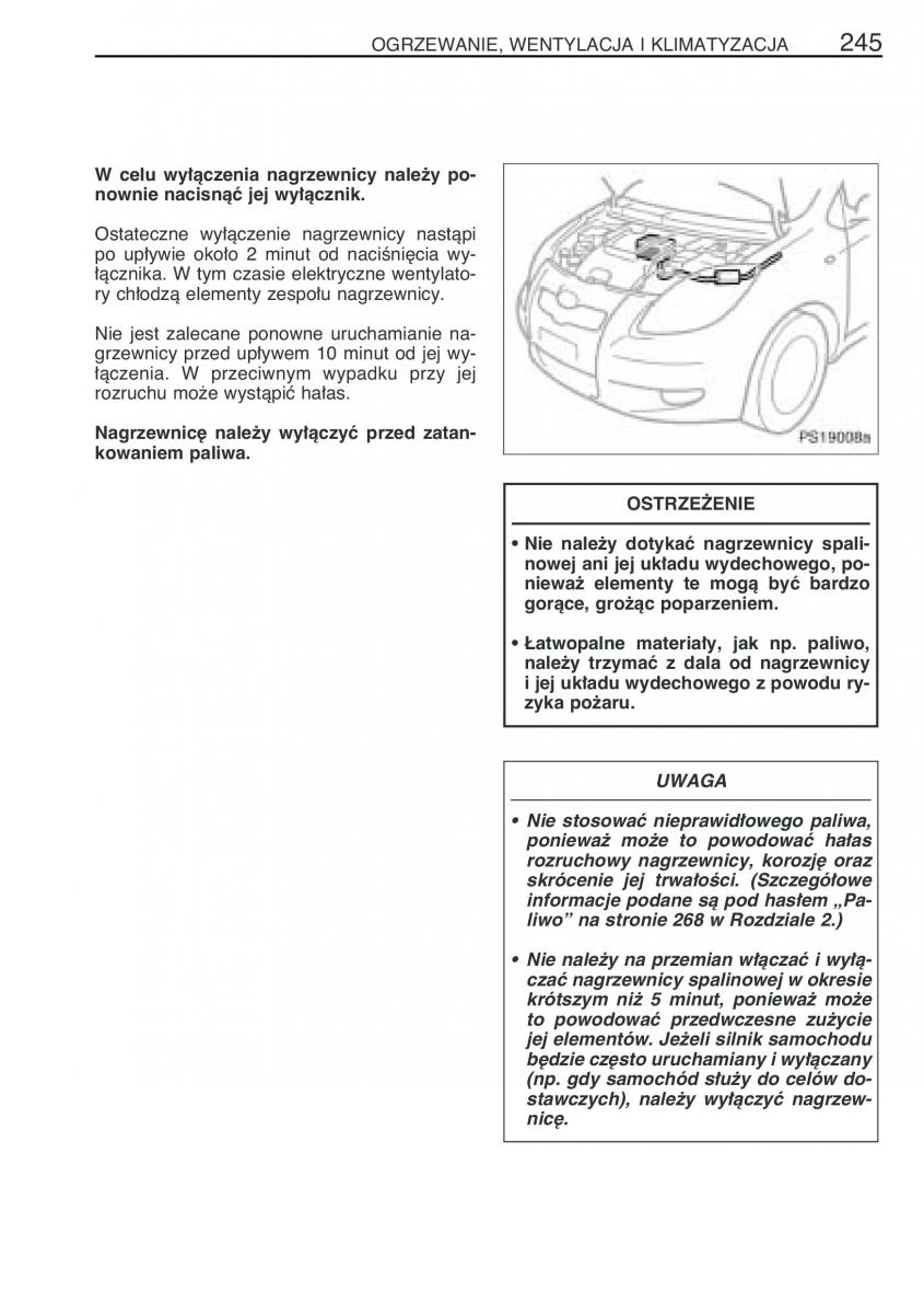 Toyota Yaris II 2 instrukcja obslugi / page 256