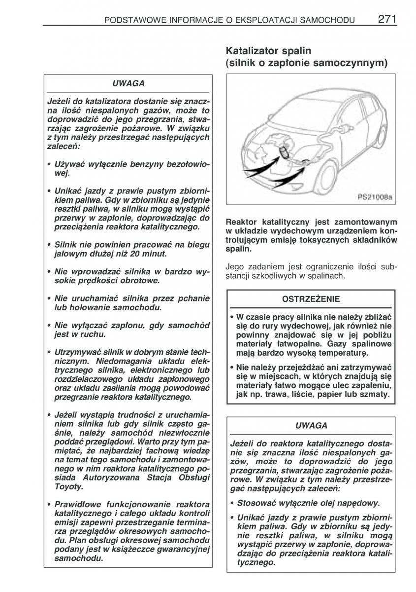 Toyota Yaris II 2 instrukcja obslugi / page 282