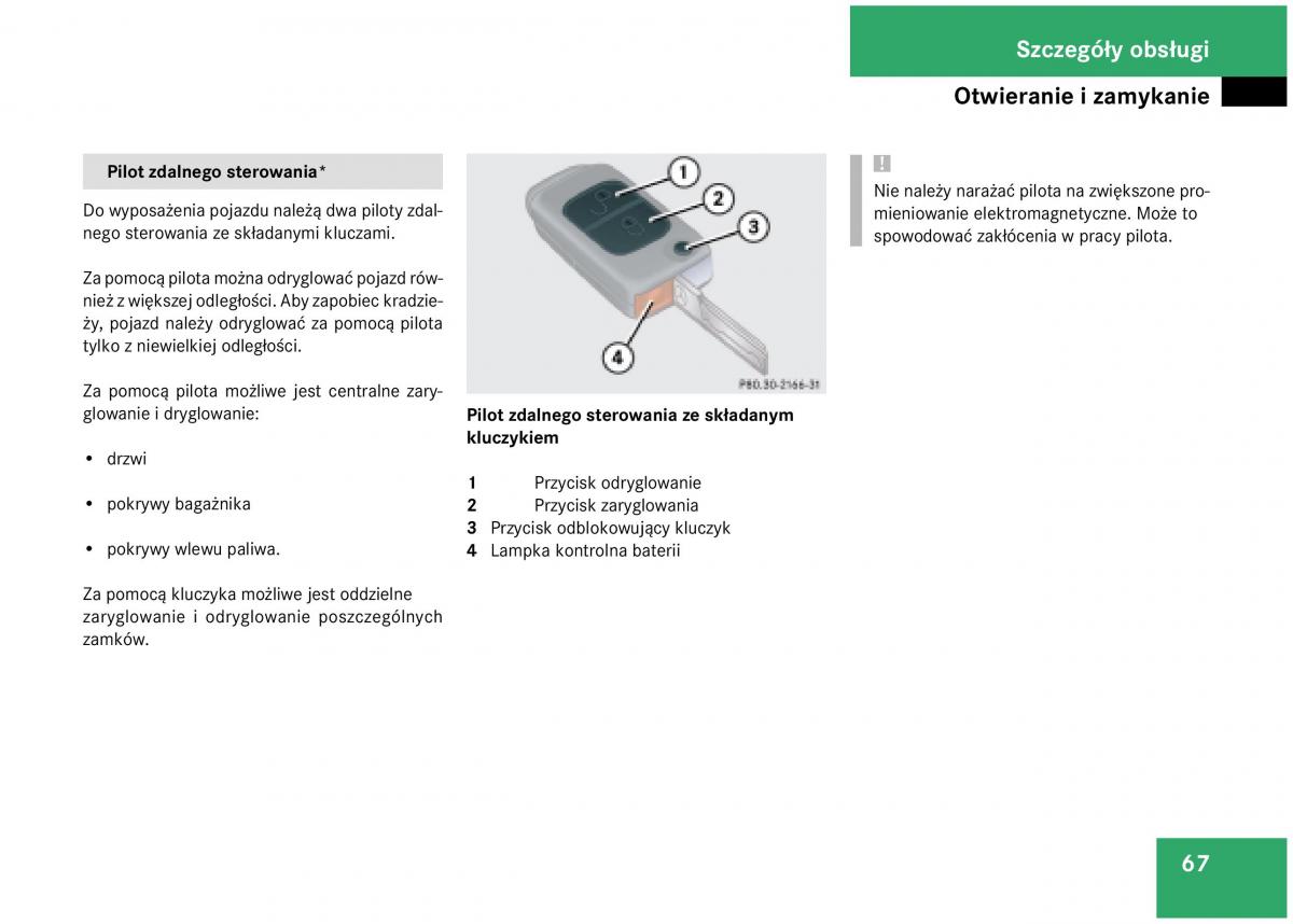 Mercedes Benz A Class W168 instrukcja obslugi / page 67