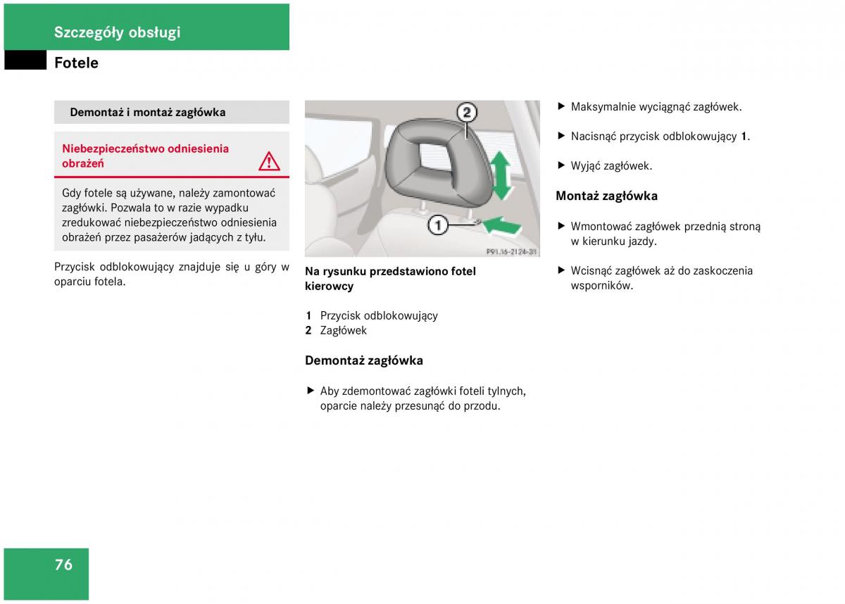 Mercedes Benz A Class W168 instrukcja obslugi / page 76