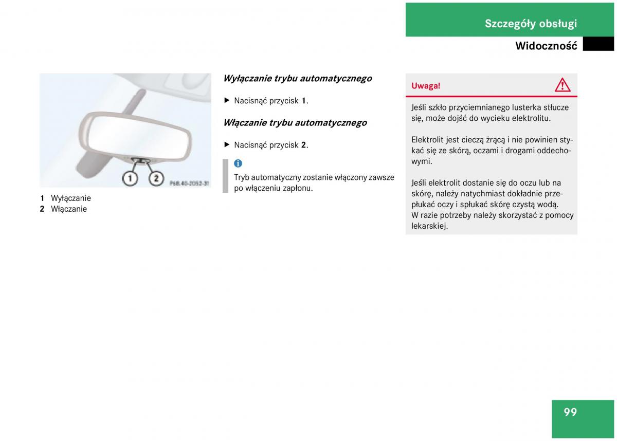 Mercedes Benz A Class W168 instrukcja obslugi / page 99