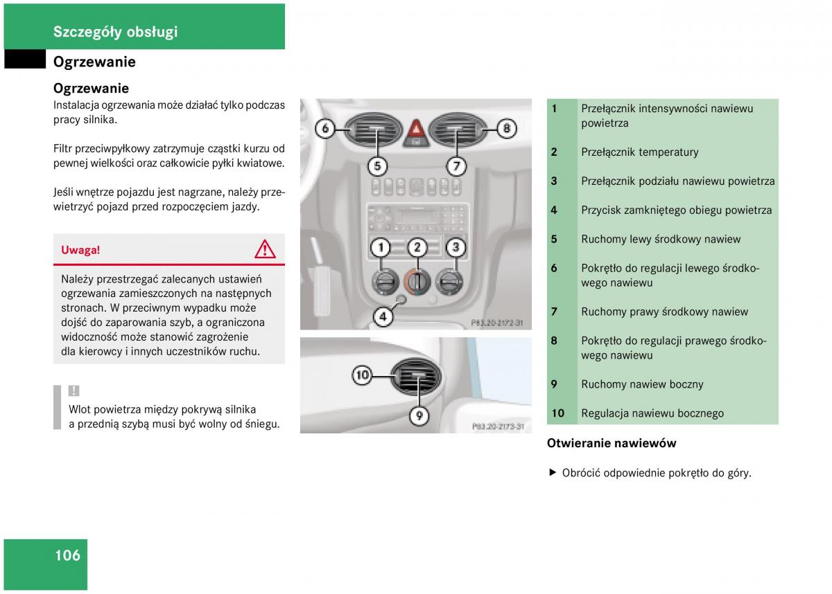 Mercedes Benz A Class W168 instrukcja obslugi / page 106