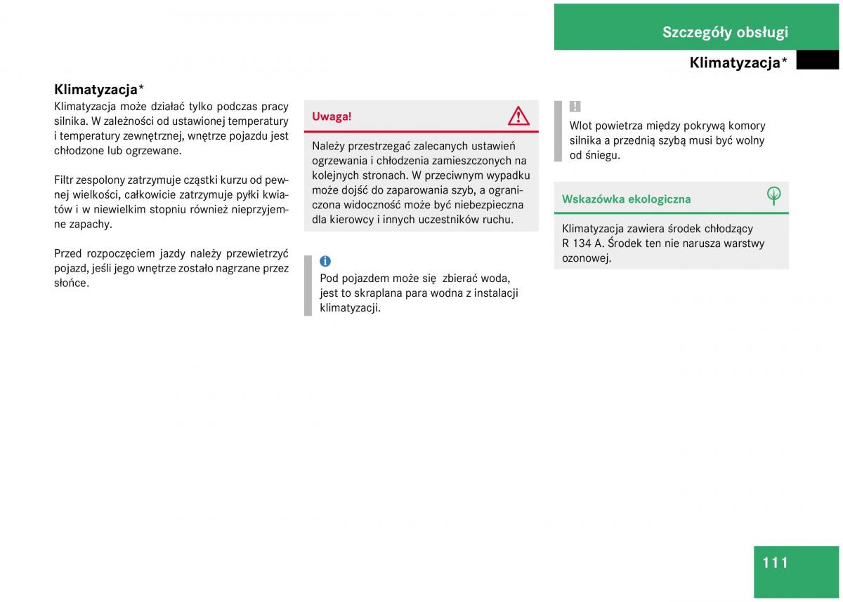 Mercedes Benz A Class W168 instrukcja obslugi / page 111