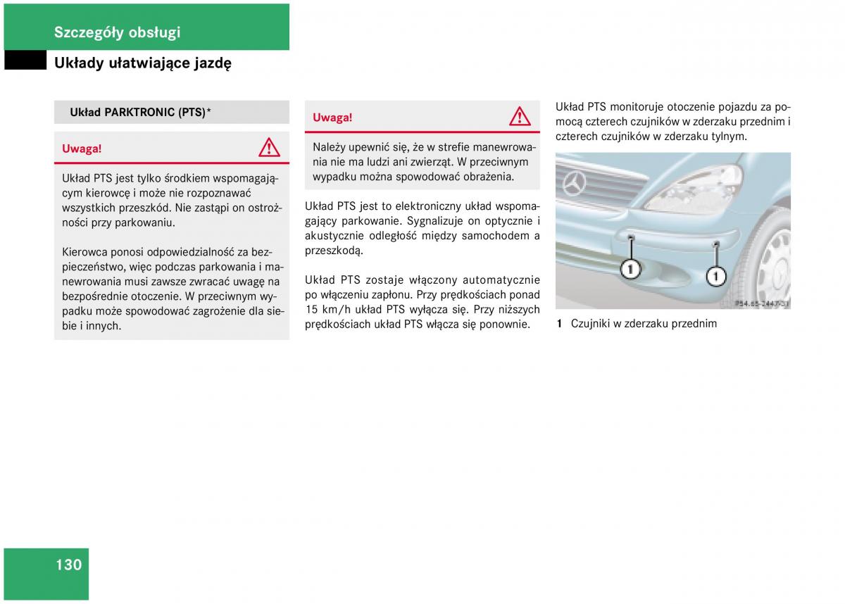 Mercedes Benz A Class W168 instrukcja obslugi / page 130