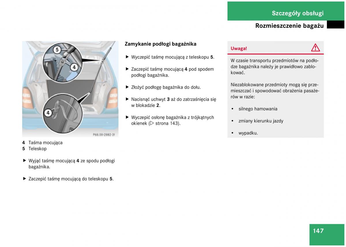 Mercedes Benz A Class W168 instrukcja obslugi / page 147