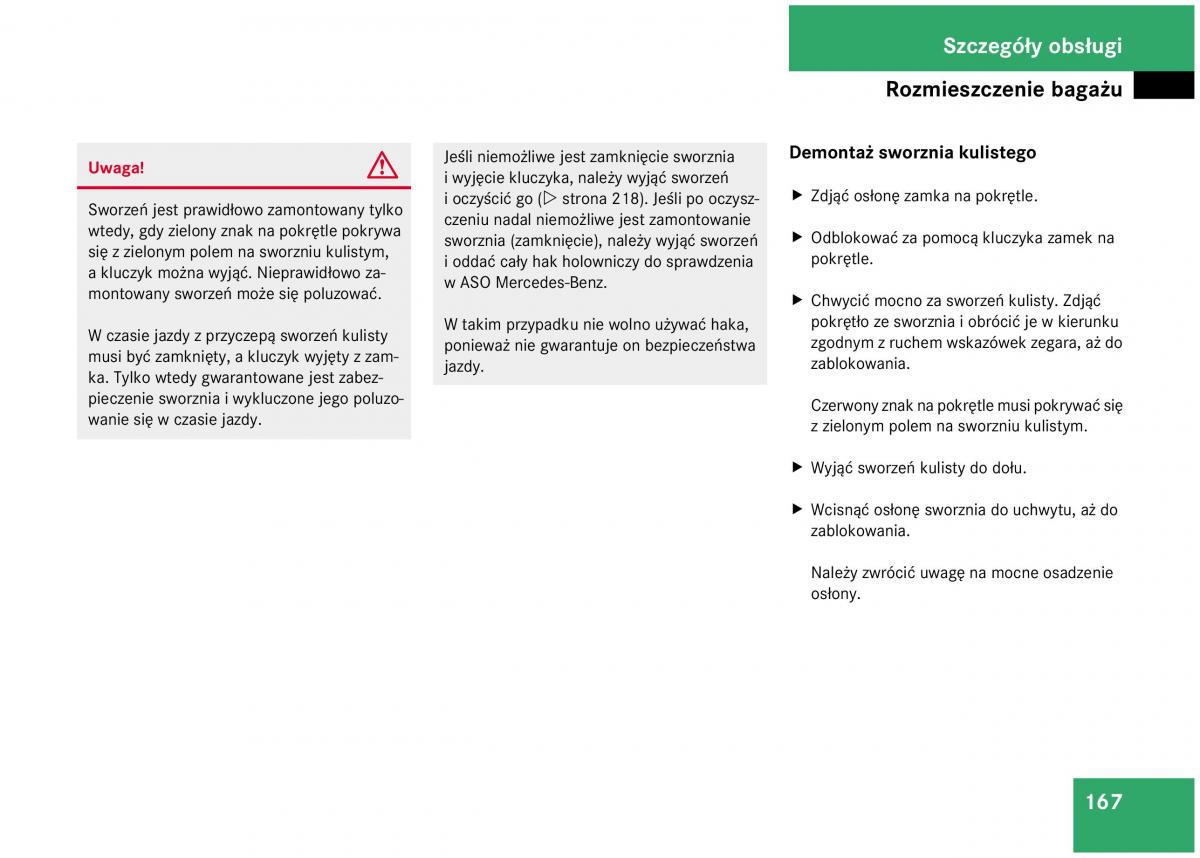 Mercedes Benz A Class W168 instrukcja obslugi / page 167