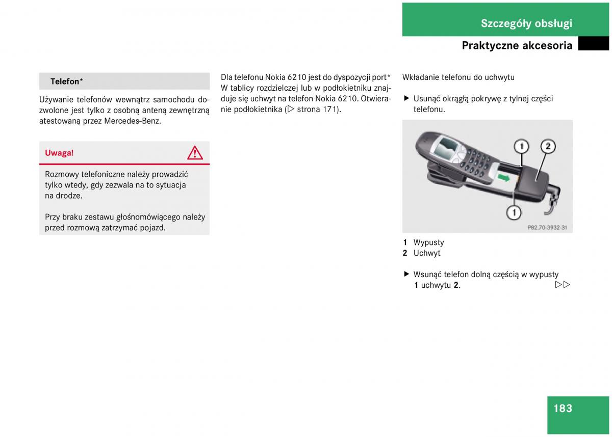 Mercedes Benz A Class W168 instrukcja obslugi / page 183