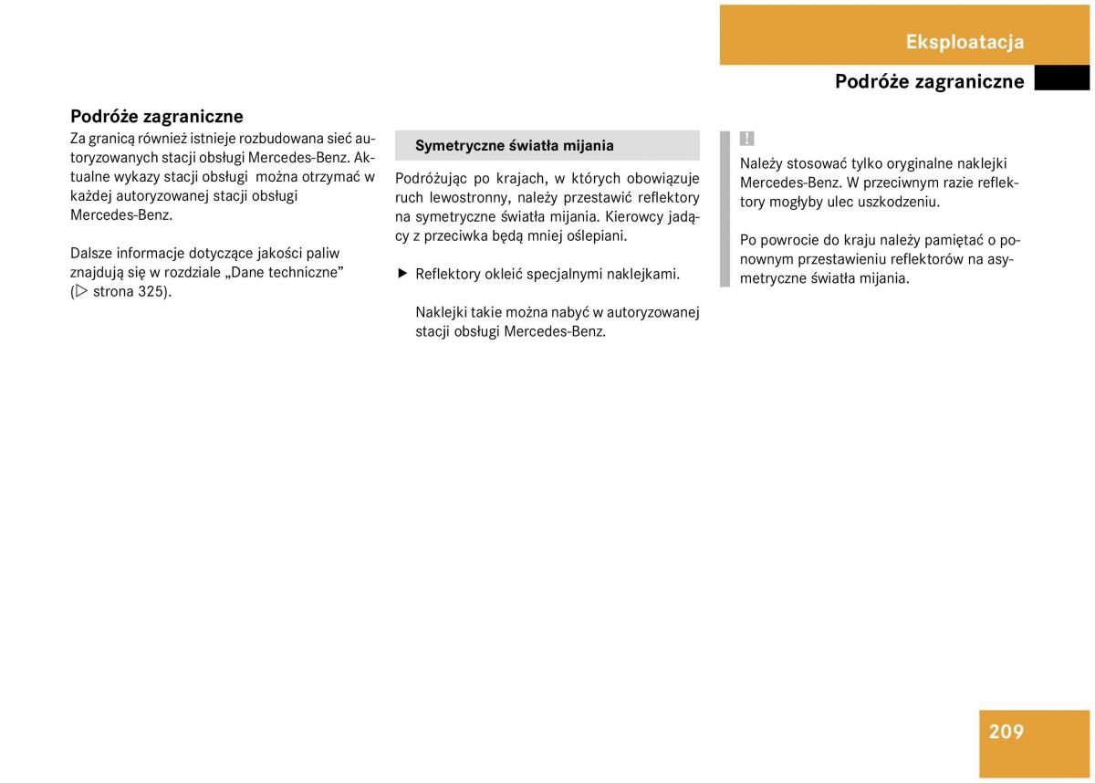 Mercedes Benz A Class W168 instrukcja obslugi / page 209